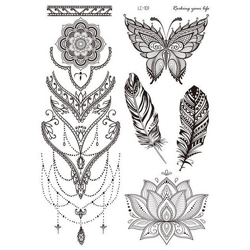 3 for RM10 | New! India Rattan Mandala Flower Tattoos Stickers/ Black ...