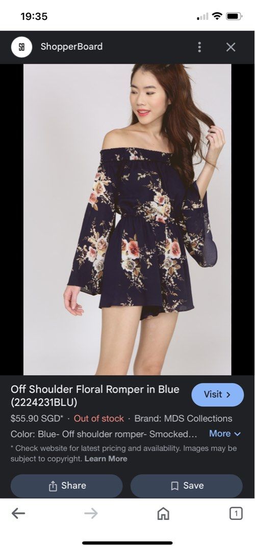 Jumpsuit off shoulder MDS floral bunga2 romper, Fesyen Wanita