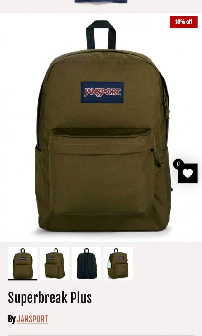 Original JanSport Superbreak Plus Backpack (Category: Backpacks) located in Pasig City. Submitted by carou12431 (Listing ID 1333426021, Image 1). Description: ON HAND‼️ Original JanSport Superbreak Plus Backpack 📍 Color: Army Green 📍 26L 📍 With 1 side water bottle pocket 📍 Fits 15-inch laptop 📍 P1,700.00 only 💸 Payment via Gcash 🛵 Delivery via Lalamove or grab Disclaimer: we are not affiliated with any brands posted on this account. Copyri