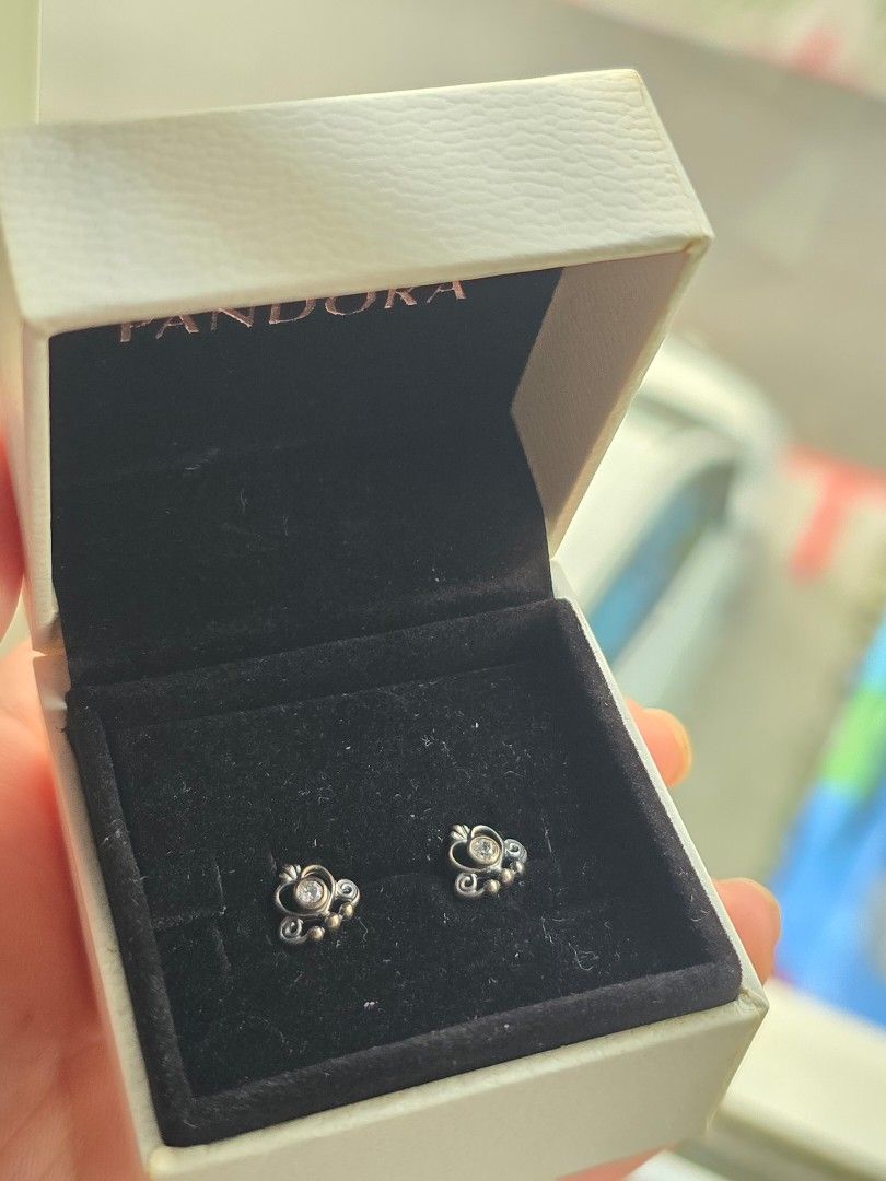 Pandora My Princess Tiara Stud Earrings Women s Fashion Jewelry Organisers Earrings on Carousell