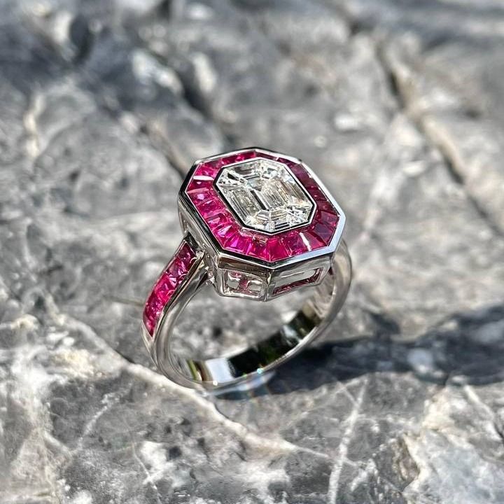 Pie-Cut Diamond Ruby Ring, Women's Fashion, Jewelry Organisers