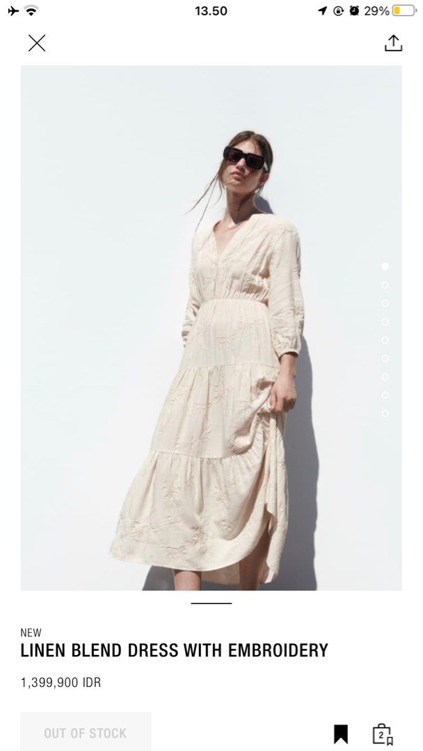 PRELOVED ZARA LINEN DRESS WITH EMBROIDERY, Fesyen Wanita, Pakaian Wanita,  Gaun & Rok di Carousell