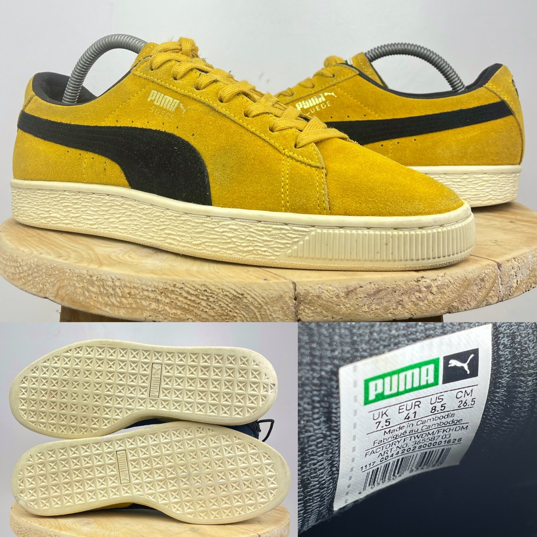 Puma Suede Classic Mineral Yellow Black Sneaker Men s Fashion Activewear on Carousell