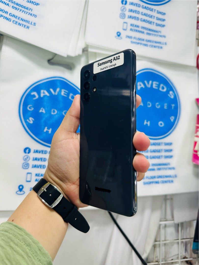Samsung A32 128gb FU DUALSIM (Category: Samsung) located in San Juan City. Submitted by javedsgadgetshop (Listing ID 1333485548, Image 2). Description: OPEN FOR INSTALLMENT VIA CREDIT CARD/GGIVES/SPAY/BILLEASE & SWAP/TRADE-IN! BUY AND SELL! Quick Specs : Samsung A32 •128gb •NTC Variant •Good batt health •Factory Unlock •95% Smoothness •No hidden issue | No Repaired •100% Authentic | Not Refurbished •w/ OEM Charger & store warranty ❣️ - serial can