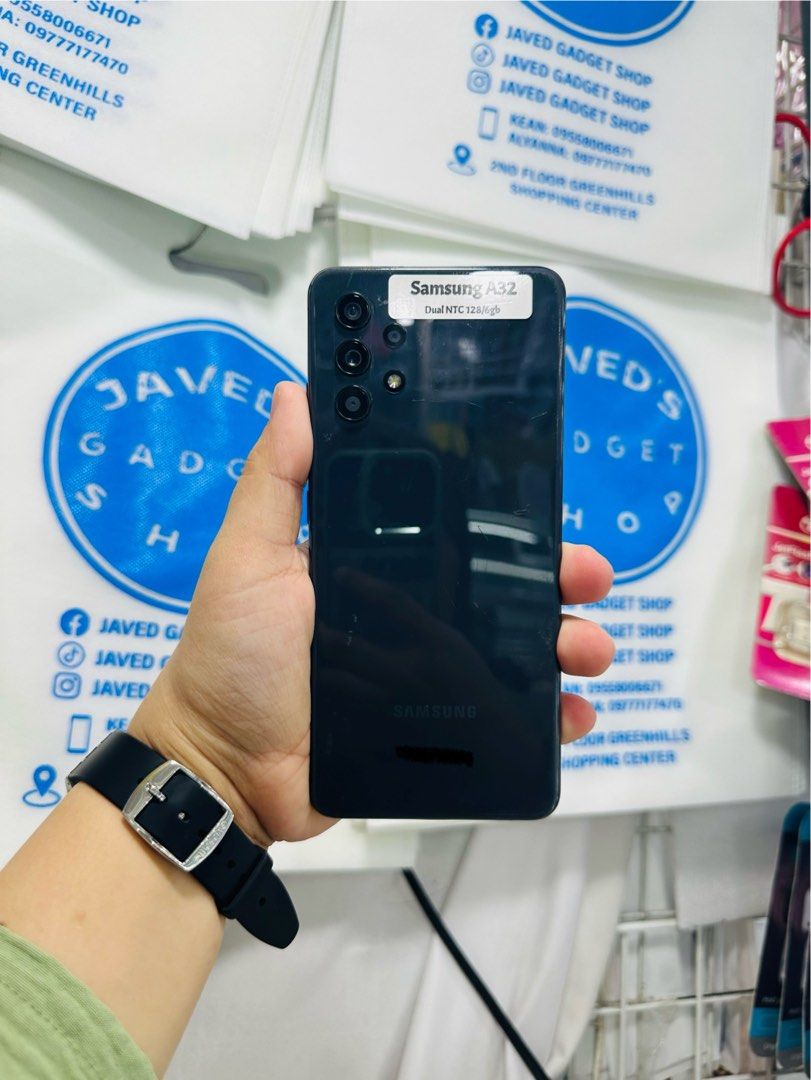 Samsung A32 128gb FU DUALSIM (Category: Samsung) located in San Juan City. Submitted by javedsgadgetshop (Listing ID 1333485548, Image 1). Description: OPEN FOR INSTALLMENT VIA CREDIT CARD/GGIVES/SPAY/BILLEASE & SWAP/TRADE-IN! BUY AND SELL! Quick Specs : Samsung A32 •128gb •NTC Variant •Good batt health •Factory Unlock •95% Smoothness •No hidden issue | No Repaired •100% Authentic | Not Refurbished •w/ OEM Charger & store warranty ❣️ - serial can