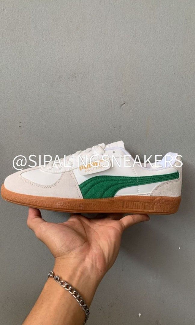 Sepatu casual Puma palermo white lis green sol gum Size 40-44