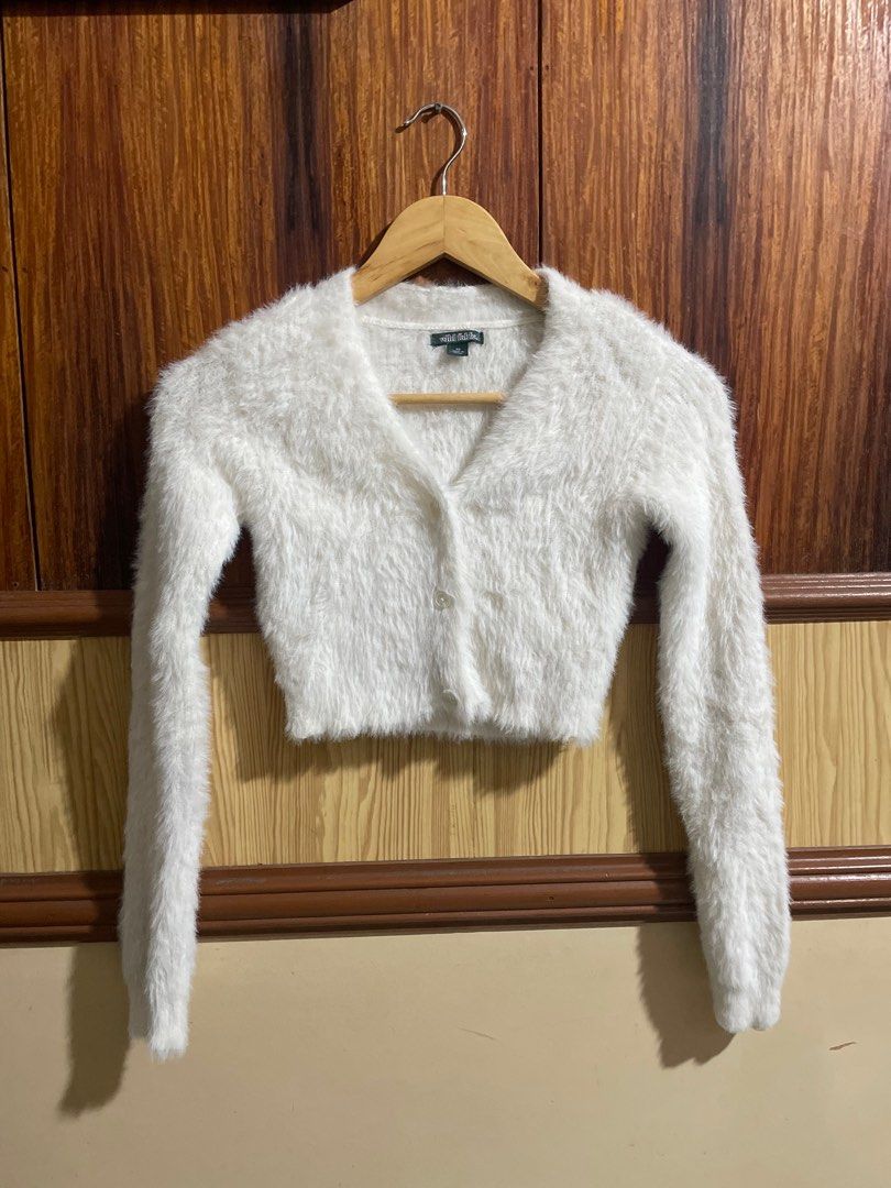White faux fur sweater cheap