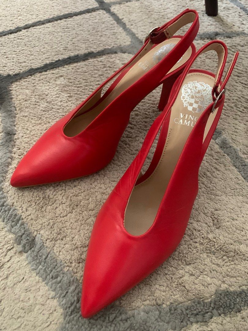 VINCE CAMUTO red open back leather stilleto in size 6