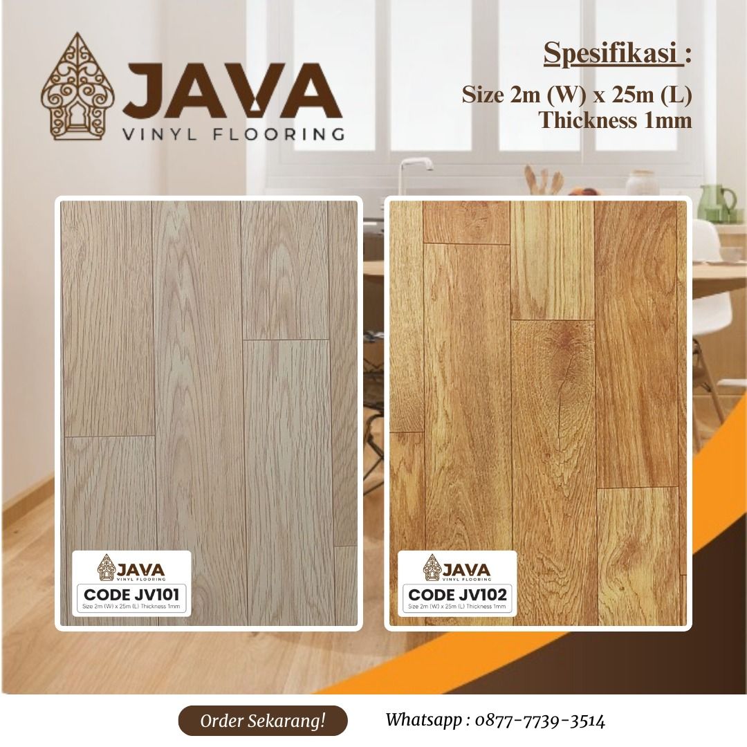 Vinyl Roll Lantai 1 mm JAVA / Vinyl Roll JAVA Motif Kayu - Harga/Meter ...