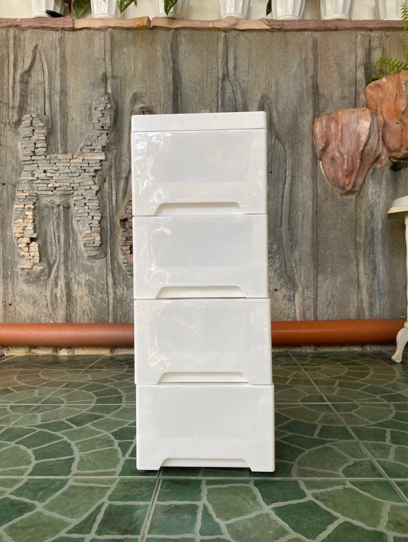 White 4 layer Mini Plastic Drawer (25x32x66 cm) (Category: Storage Boxes & Baskets) located in Bacoor. Submitted by shop.closetcleanup (Listing ID 1333493054, Image 1). Description: BRAND NEW - SIZE 25x32x66 cm MINI 4 LAYERS RFS: Wrong size Location: Imus, Cavite.