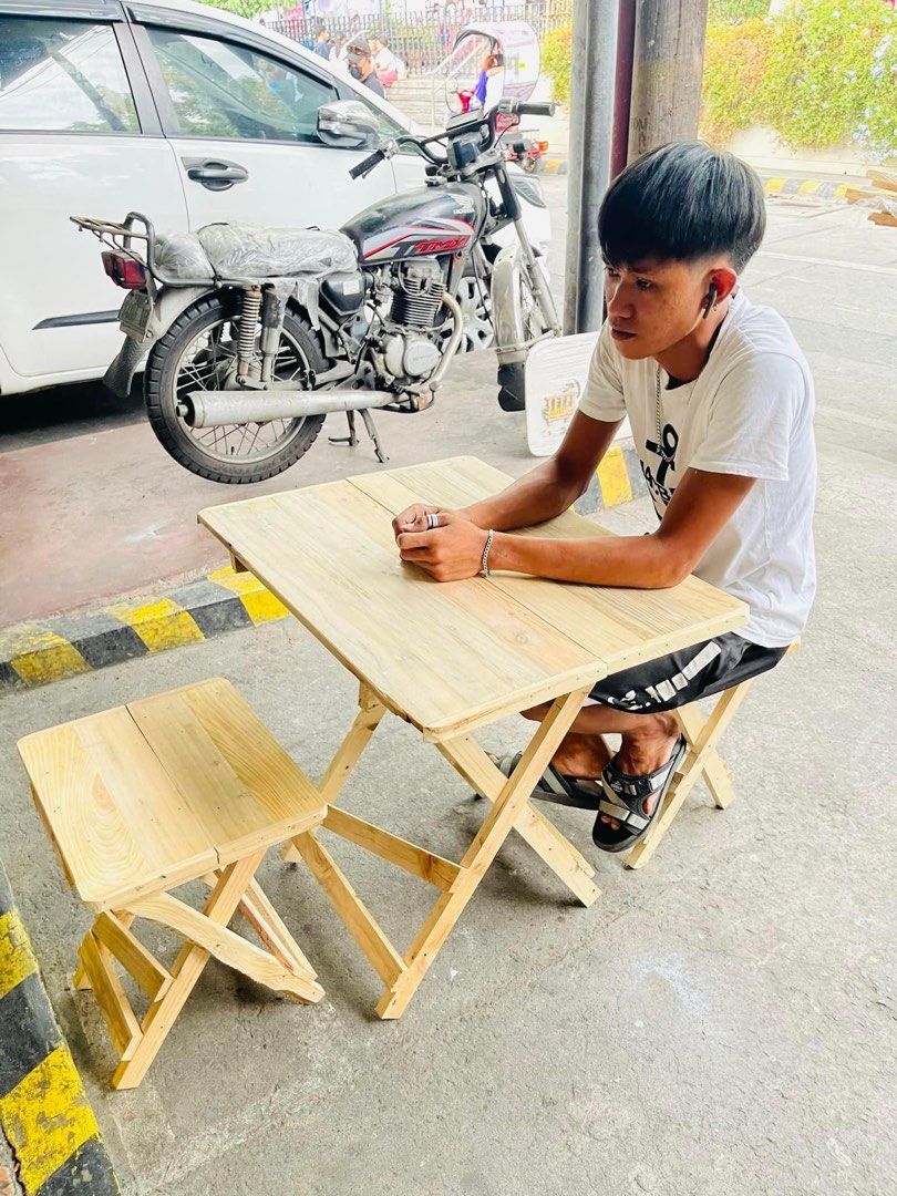 Wooden foldable table & chair (Category: Other Home Furniture) located in Pasig City. Submitted by czyzabbabyneeds (Listing ID 1333403675, Image 1). Description: Wooden table & chairs Varnish & without varnish Foldable & steady Palotchina made Price starts @250 pesos chair wholesale Store locations : 11 M.H del pilar st. San nicolas pasig city Fb page: Czy zab baby needs CZ baby stuffs 2 Store operating: Tuesday - Sunday 9:00 am - 7:00 pm For wal