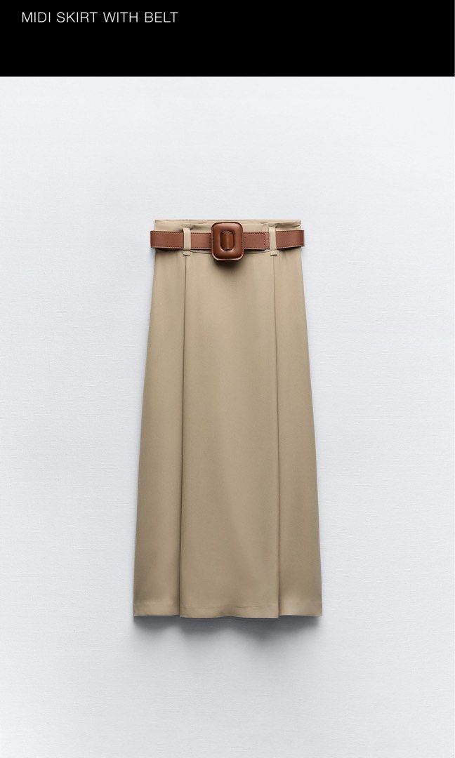 Zara Midi Skirt with Belt (Category: Skirts) located in Quezon City. Submitted by seriouslydecluttering (Listing ID 1333392969, Image 3). Description: Used once in Istanbul. Orig price is 3k.