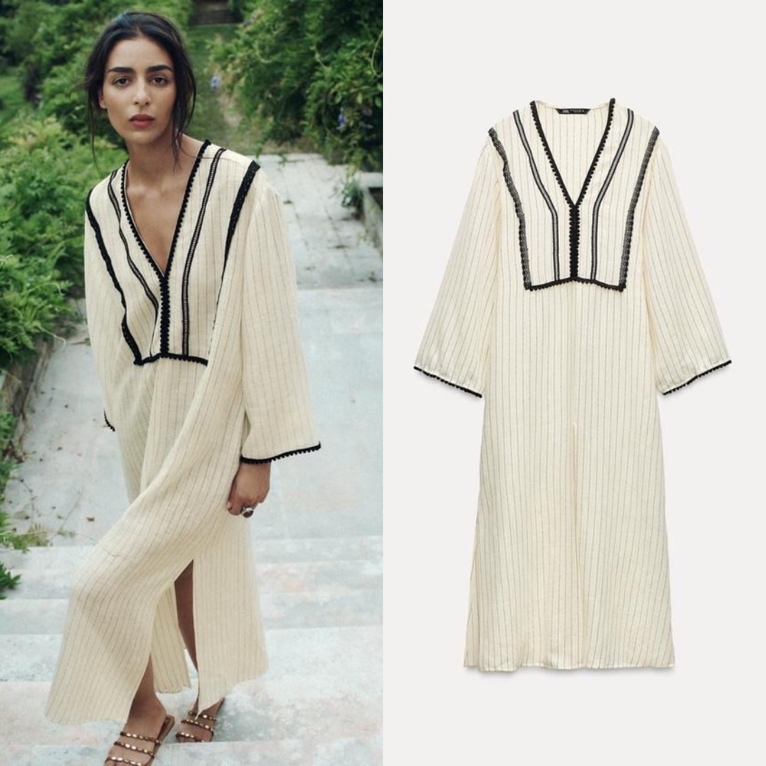 Striped rustic dress zara on sale
