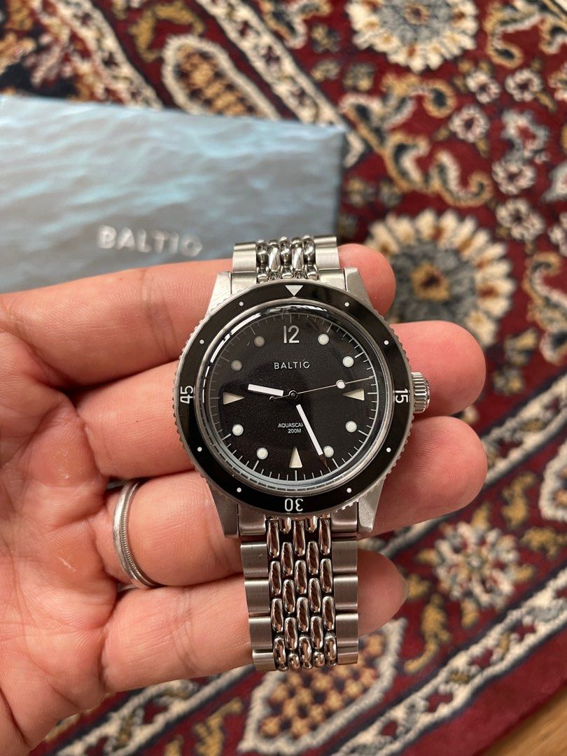Baltic Aquascaphe Black Dive Watch Diver skin Zodiac Longines Omega Seiko