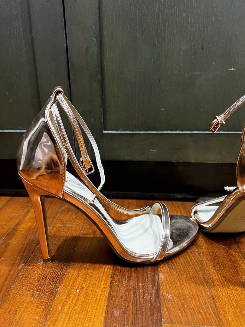 Bronze strappy heels
