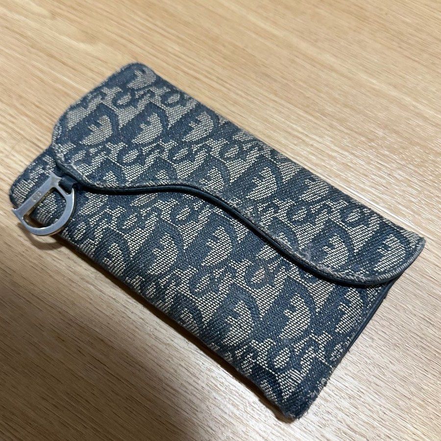 Christian Dior Saddle Wallet in Blue Monogram Flap Leather Zipper Card Holder not chanel louis vuitton maison margiela the row miu miu balenciaga Women s Fashion Bags Wallets Wallets Card Holders