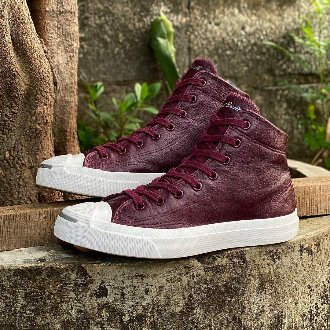 靴 converse JACK PURCELL SUED MID BURGUNDY