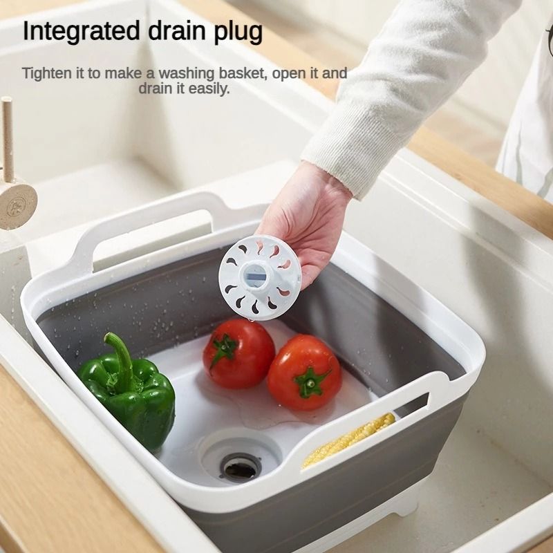 Foldable Washing Basin with Carry Handle 8.5L Dish Washing Tub with Drain Plug Space Saving Foldable Dish Tub Sink Furniture Home Living Kitchenware Tableware Other Kitchenware Tableware on Carousell