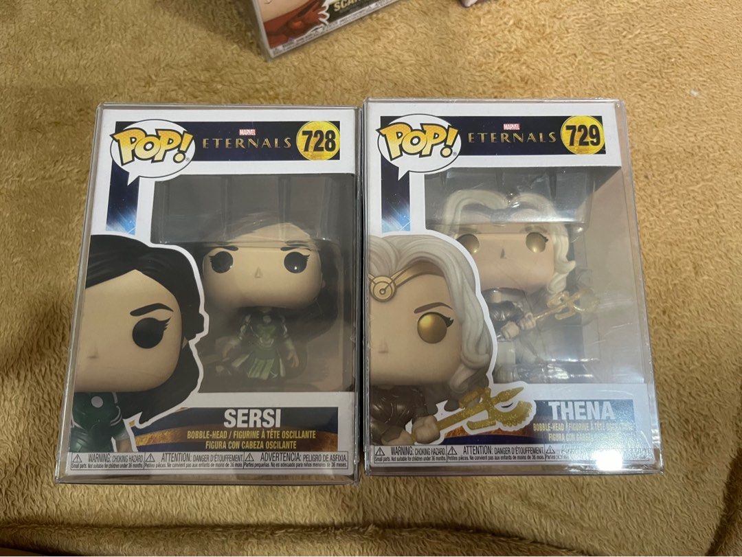 FUNKO POP - MARVEL ETERNALS - SERSI AND THENA SET (Category: Designer & Blind Box Toys) located in Quezon City. Submitted by holyrandom (Listing ID 1328815950, Image 1). Description: As set -NOOB- CAN SEND MORE AND UPCLOSE PICS UPON REQUEST rfs: decluttering -add 20 for soft prot *bubble wrapped* mop: gcash shipping: lalamove/grab/mr. speedy/gogoxpress - shipping fee is shouldered by buyer -not liable for any damages acquired during shipping (wil