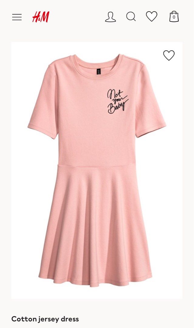 H M Divided Powder pink cotton jersey dress Women s Fashion Dresses Sets Dresses on Carousell