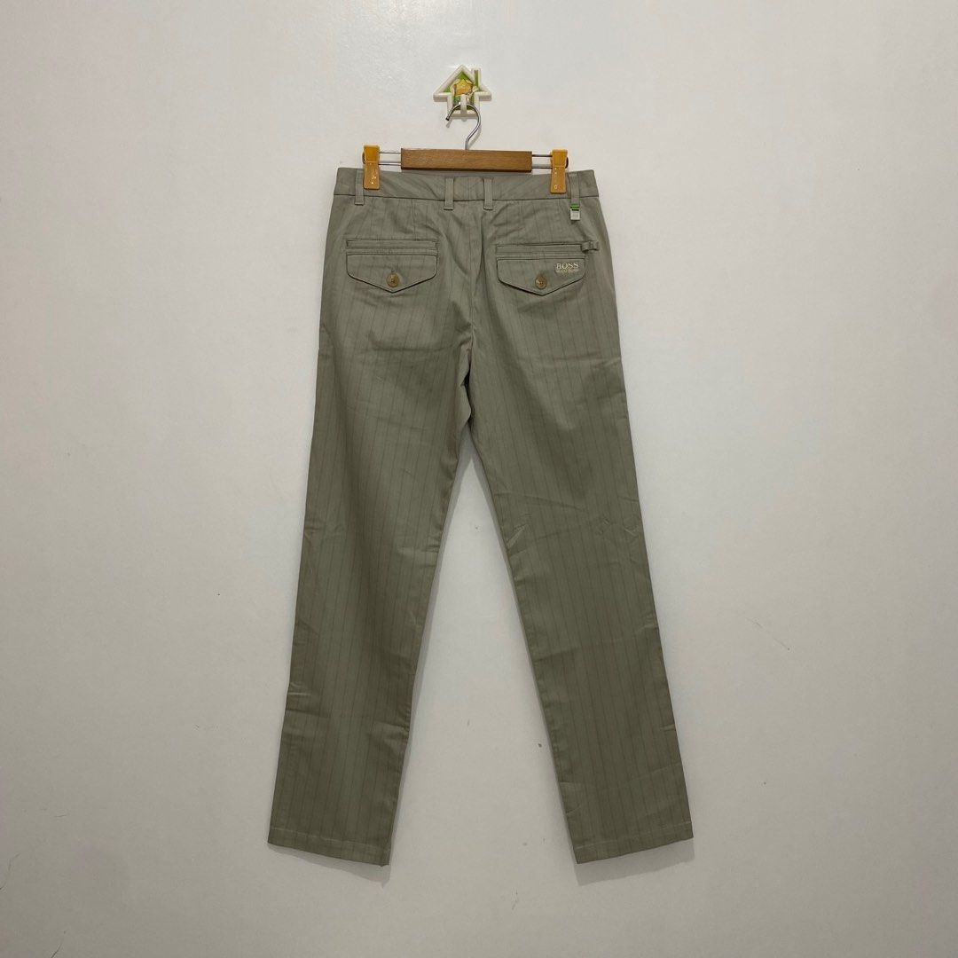 Hugo Boss Pinstripes Pants (Category: Chinos) located in Tanauan. Submitted by flexingthriftsph (Listing ID 1328843112, Image 1). Description: Hugo Boss Pinstripes Pants Size 46 on tag 31 inches - waistline 42 inches - length 7.5 inches - leg opening Excellent condition -2,000.00.
