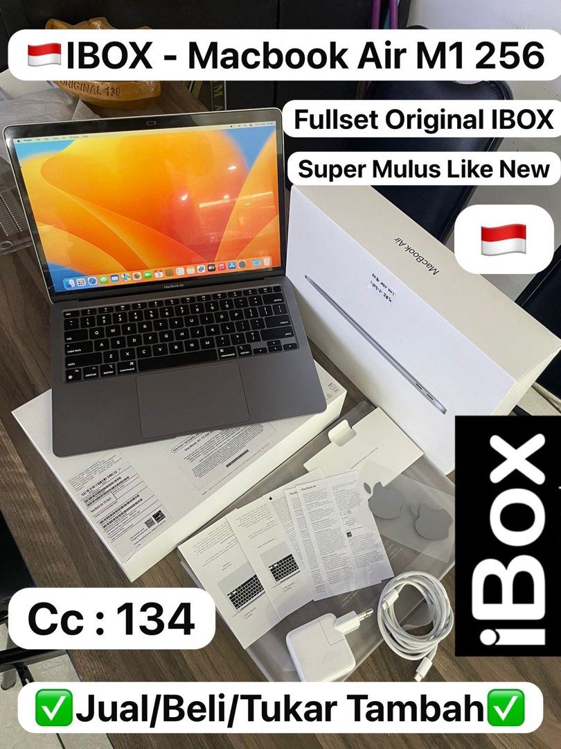 Macbook Air M1 256 Gb space Grey Ibox Fullset original