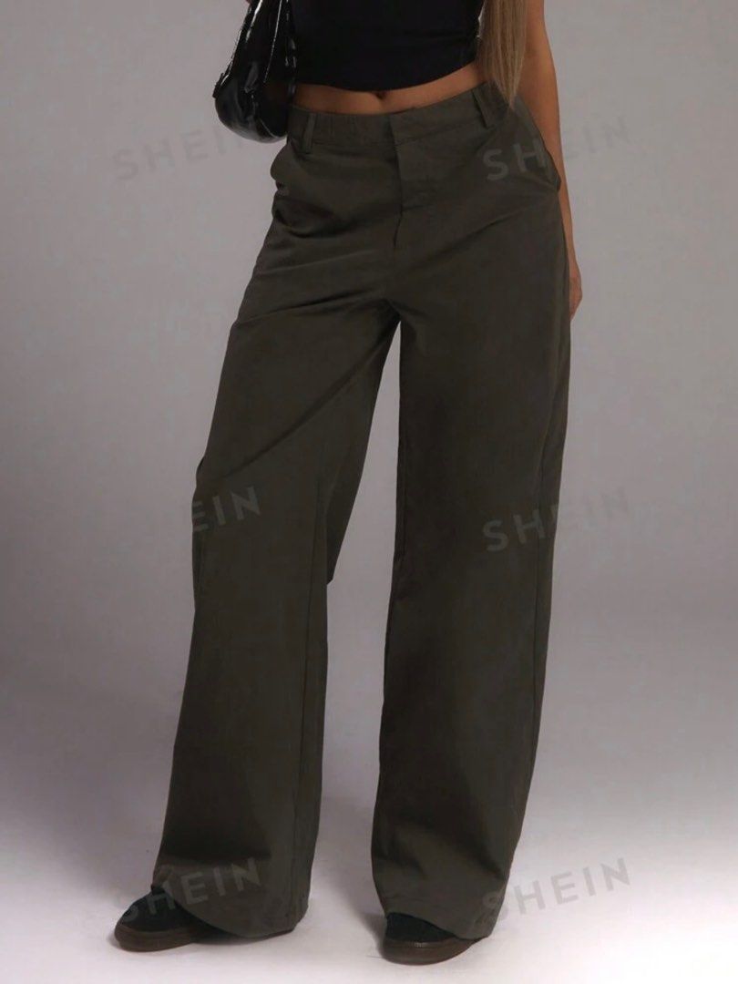 MUSERA (SHEIN) Wide Leg Trousers - Grey (Category: Jeans) located in Makati City. Submitted by bea333s (Listing ID 1328887526, Image 2). Description: SHEIN - MUSERA Wide Leg Trousers Color Grey, Size XS They're brand new and has never been used. I'm too SKINNYYYY to fit them 😟 Location: Makati MOP: Gcash.