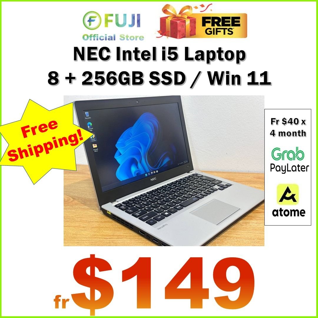 NEC Intel i5 SSD Laptop 8GB RAM + 256GB SSD Windows 11 + Free MS
