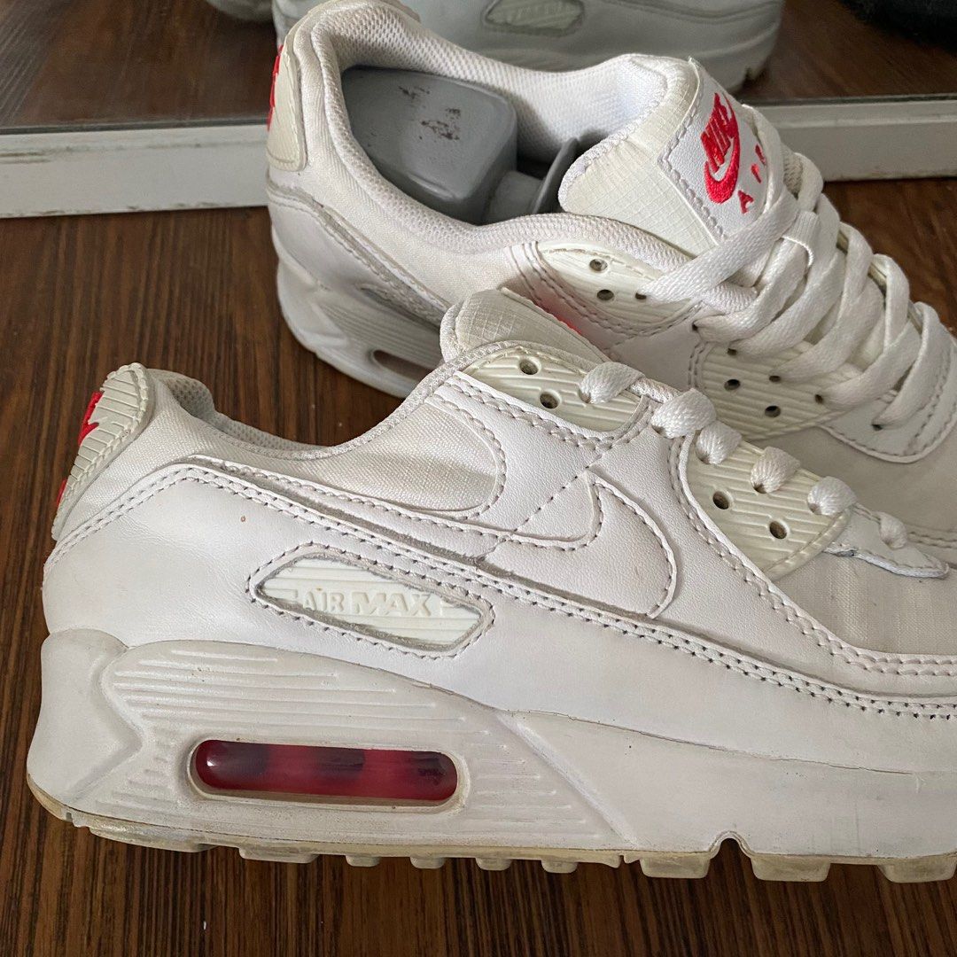 Nike air max 90 wmns full white solar red original murah not am 90