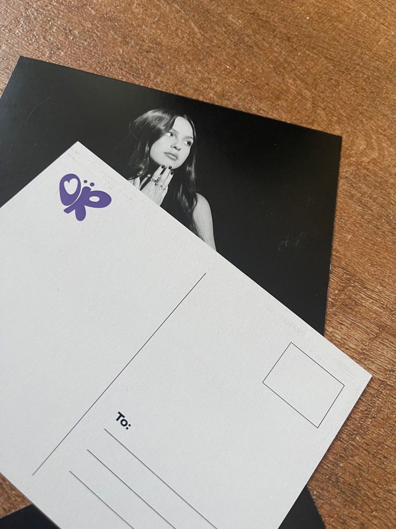 Olivia Rodrigo Postcards (Category: Events Tickets) located in Pasig City. Submitted by vr1998 (Listing ID 1328944265, Image 1). Description: Olivia Rodrigo Postcards 6 pcs on hand.