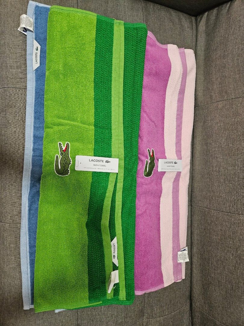 Original Lacoste bath towel (Category: Bath) located in Manila. Submitted by maxessentials (Listing ID 1328844815, Image 3). Description: original pls see tag 1200 pesos only.