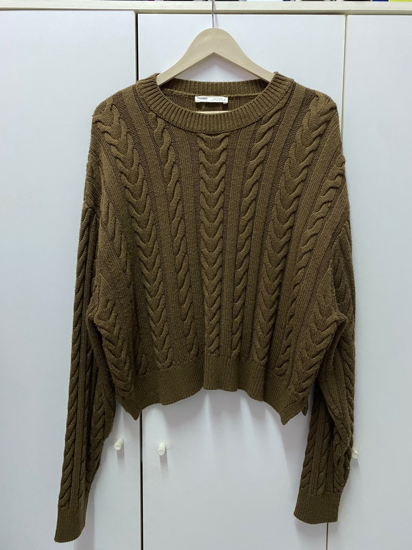 Pureknit Knitwear Pull Bear in Brown Women s Fashion Tops Other Tops on Carousell