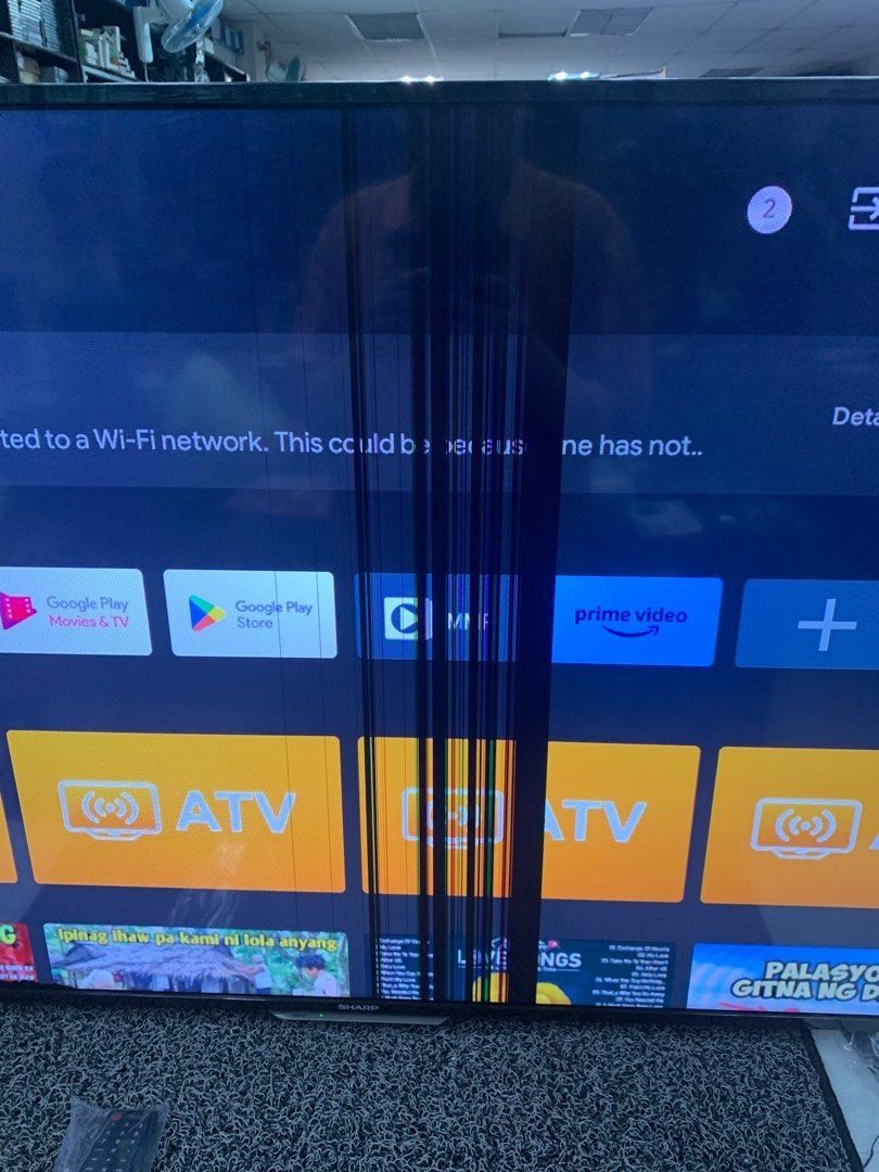 Sharp 50” Led Smart Android TV 2T C 50CG1X (with Issues) (Category: TV) located in Pasay City. Submitted by meostore (Listing ID 1328794390, Image 3). Description: kayo na po magpalit ng screen fresh pa ang unit pm pm.