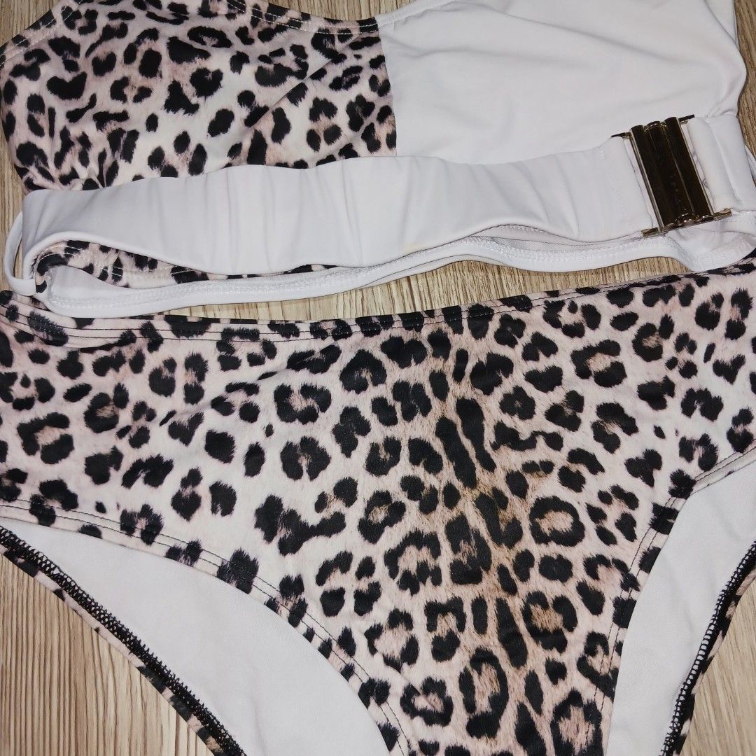 RUSH SALE Shein White Leopard Two Piece Women s Fashion Swimwear Bikinis Swimsuits on Carousell