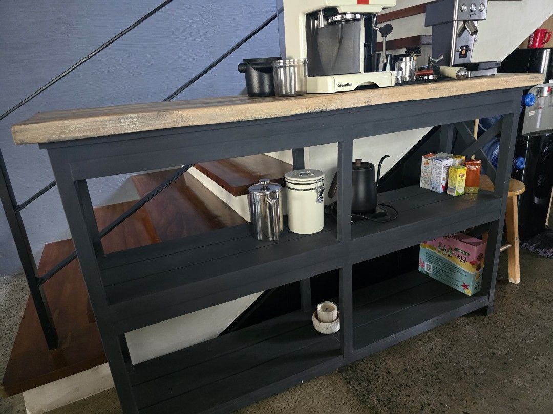 Storage Rack (Category: Other Kitchenware & Tableware) located in Quezon City. Submitted by rpfdeee (Listing ID 1328775100, Image 2). Description: Thank you for your interest in my listing. The item is till available, otherwise will tag it as sold. Perfect as a coffee bar / buffet table Dimension (lxwxh) approx 150cm x 39cm x 94cm including foot rubbers. Pick up of item is in Taytay Rizal. SF c/o buyer..