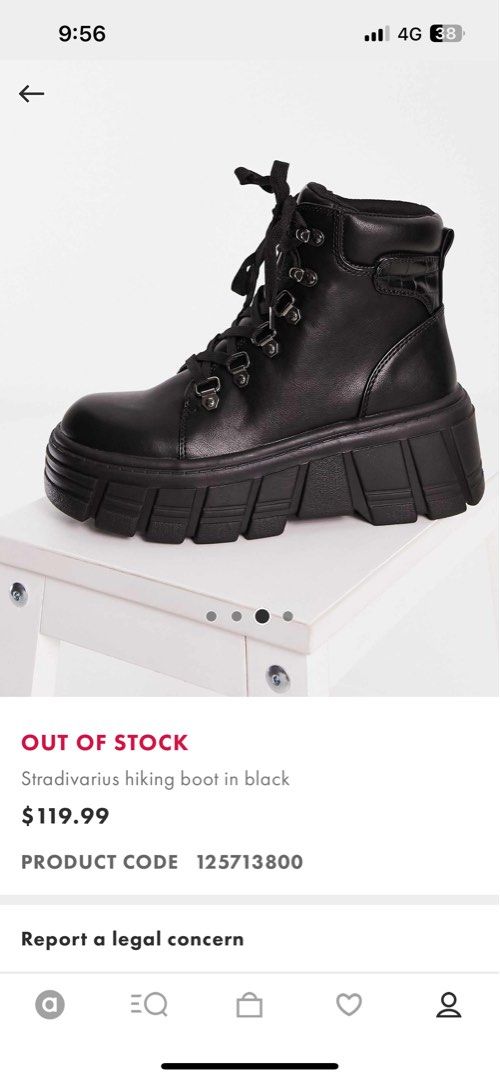 Stradivarius Black Faux Leather Platform Boots Hiking Boots Women s Fashion Footwear Boots on Carousell