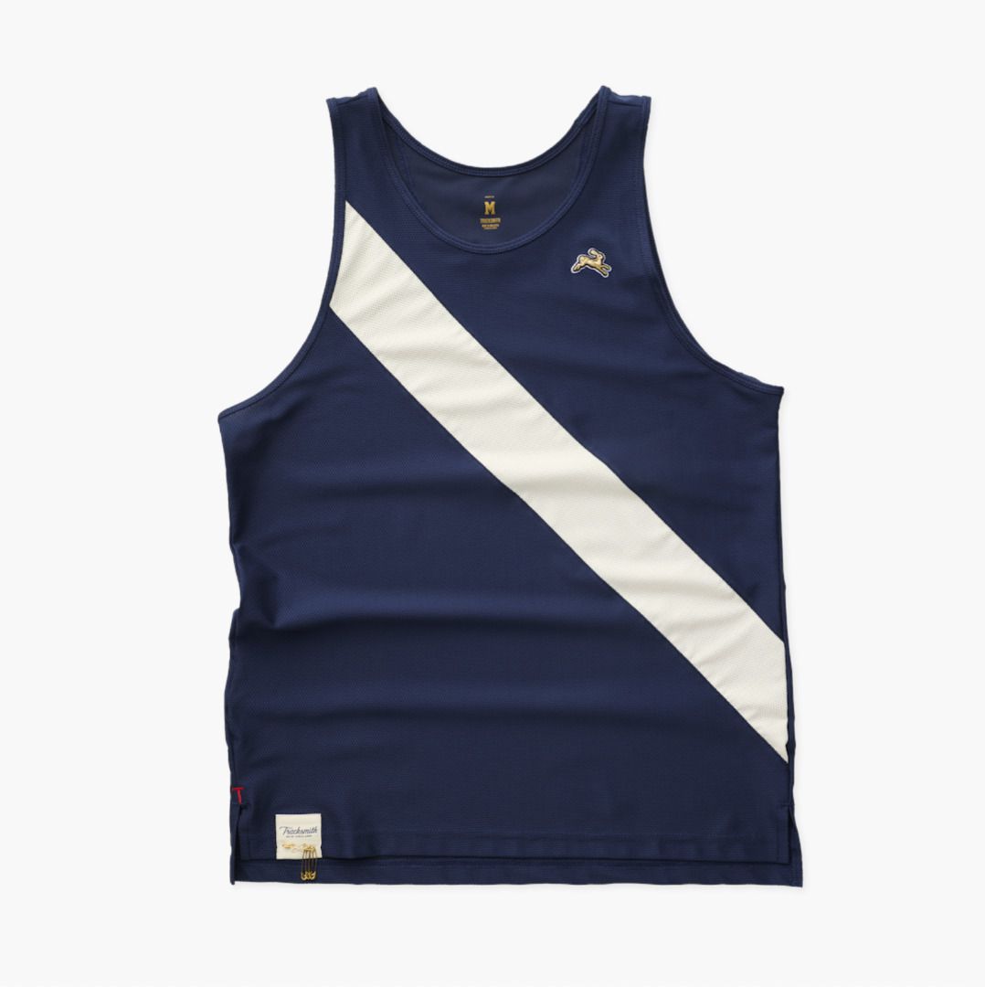 Tracksmith Van Cortlandt Singlet (Category: Activewear) located in Makati City. Submitted by raceday.rdy (Listing ID 1270179630, Image 1). Description: Tracksmith's racing singlet crafted in lightweight moisture wicking 2:09 mesh, finished their signature sash Brand new Large. See garment measurements in the last pic Color: Navy/Ivory.