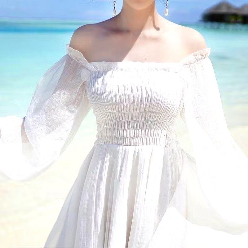White chiffon dress (Category: Dresses) located in Quezon City. Submitted by aiceabe (Listing ID 1328780476, Image 3). Description: • Size: Large (can fit Medium to Large) • Bought this for 700 on Sh°pee • Only used once for fitting • Was planning to use this for civil wedding but had a change of plans.