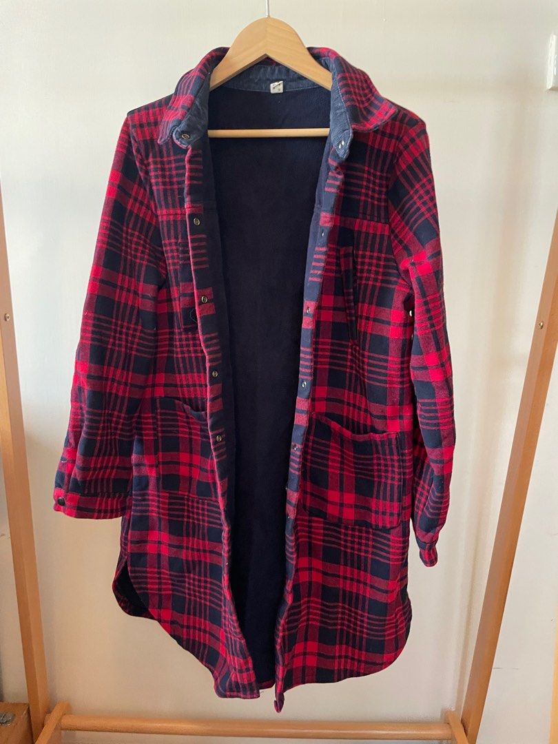 Womens black and red plaid jacket cheap