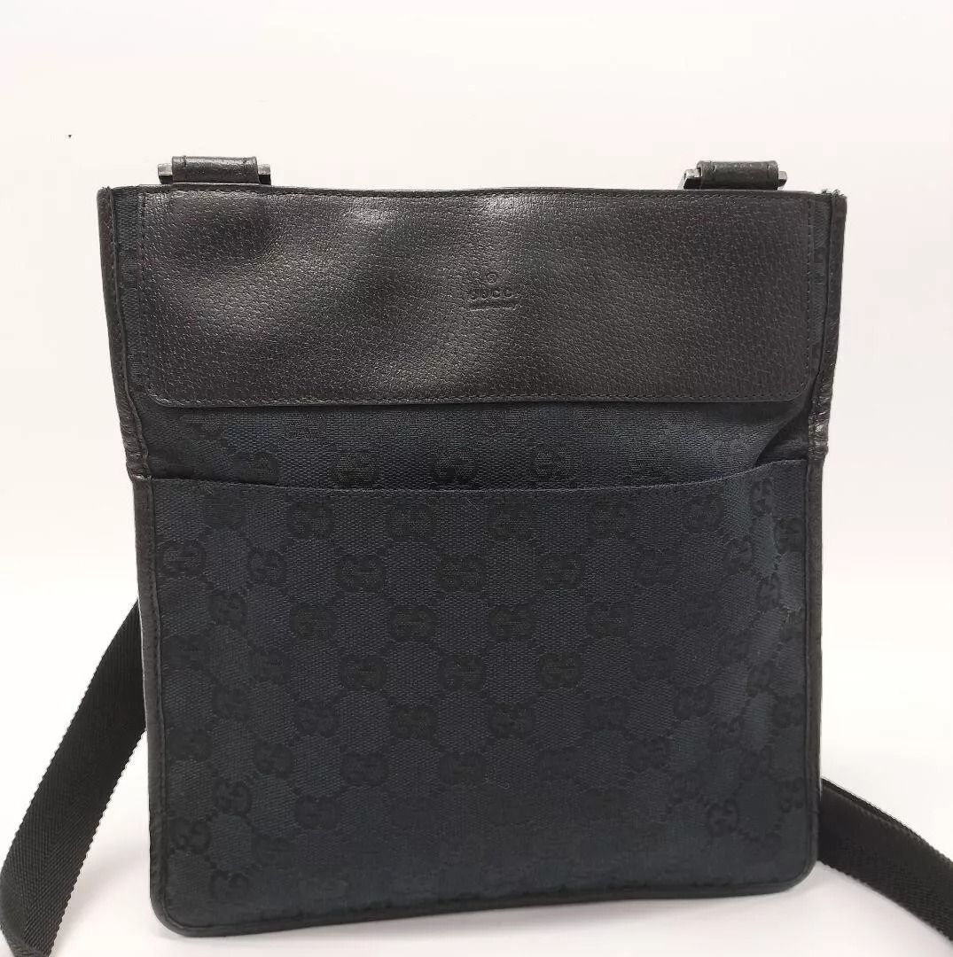 Gucci black leather messenger bag cheap