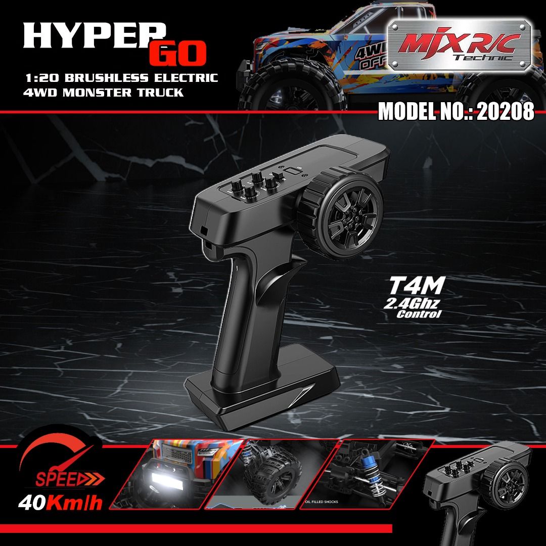 全新 MJX R/C 1:20 20208 無刷迷你大腳車 | 4400kv 外轉無刷馬達 | 金屬齒輪 | 可限速2.4Ghz 遙控| 最 ...