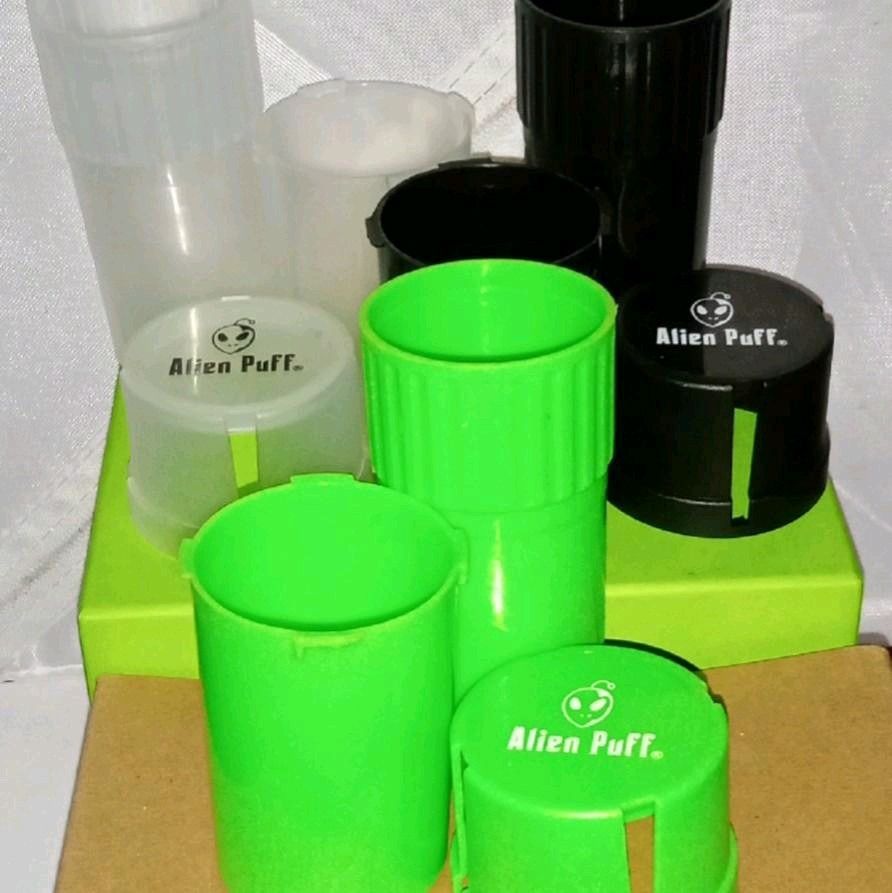 ALIEN PUFF SMELLPROOF/WATER TITE GRINDER WITH STORAGE - (Category: Food Organization & Storage) located in Dasmarinas. Submitted by dabsmokeshiphopshop (Listing ID 1333568214, Image 2). Description: ALIEN PUFF GRINDER WITH STORAGE - FOOD GRADE / ORGANIC - NON GMO - PORTABLE & STEALTHY - DURABLE / HEAVY DUTY - REINFORCED TEETH FOR GRINDING - PUSH DOWN CHILD RESISTANT LID - SMELL PROOF AND WATER TITE.