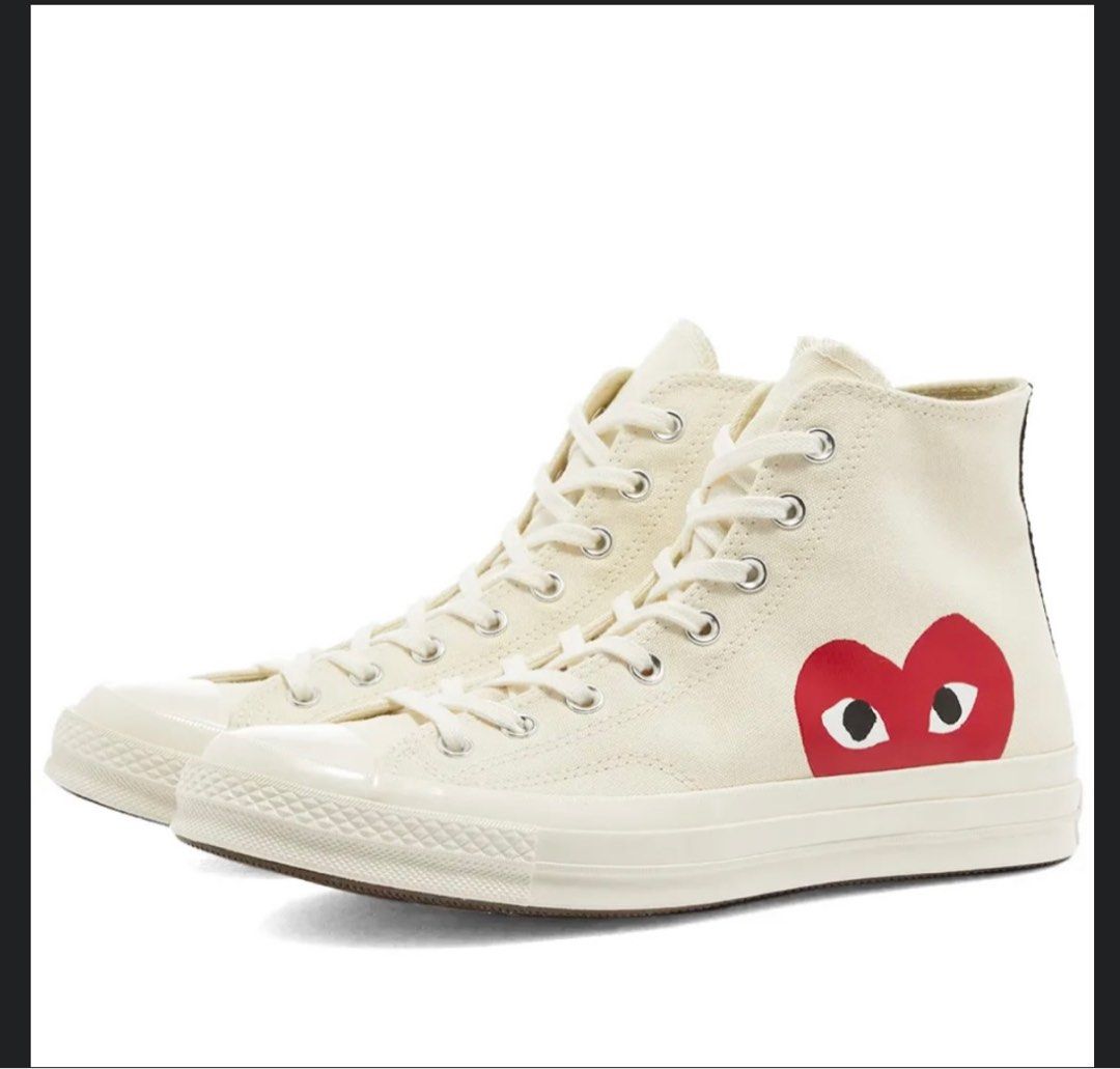 CDG Converse High Cut White Beige Half Heart US 10 Men s Fashion Footwear Sneakers on Carousell