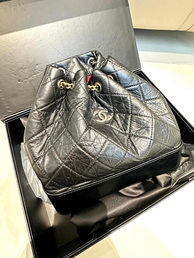 Chanel Gabrielle Backpack small size 22.5cm in black Calfskin