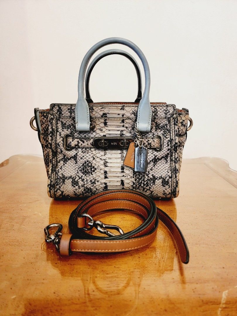 Coach Swagger 20 Exotic Snakeskin Satchel Bag Women s Fashion Bags Wallets Cross body Bags on Carousell