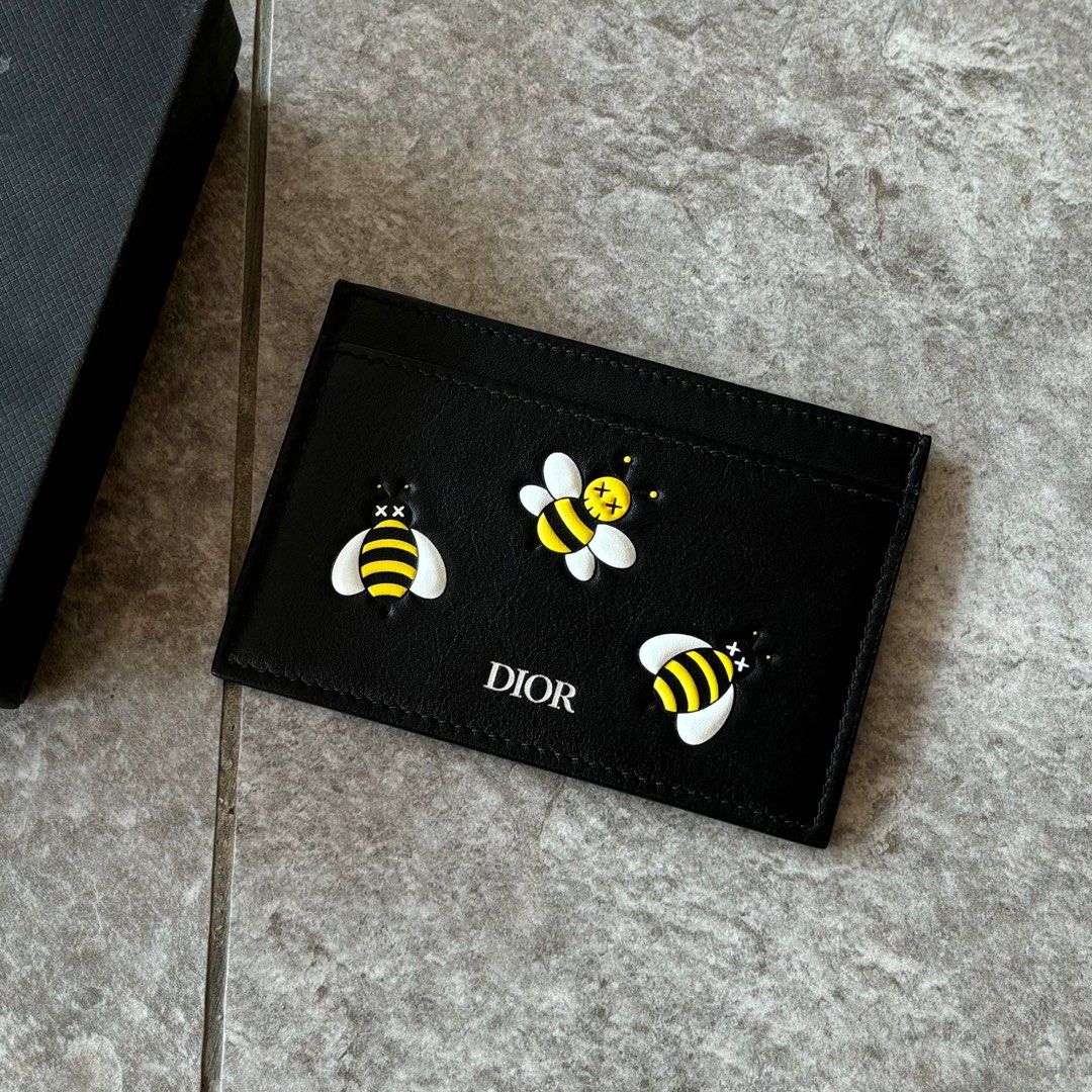 DIOR X KAWS YELLOW BEES CALFSKIN CARD HOLDER