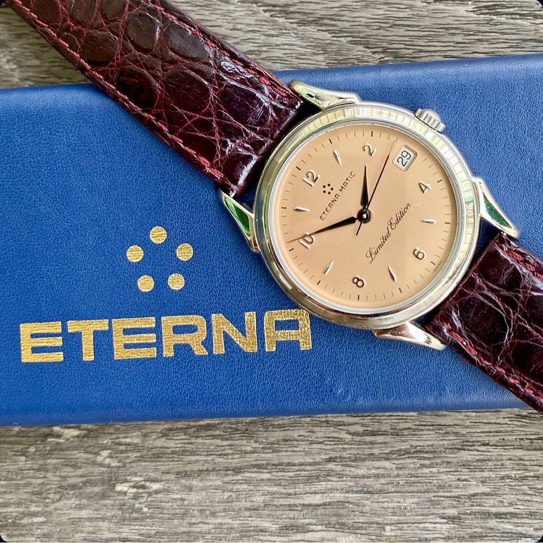 Full set Salmon dial Neo vintage Eterna Matic 1948 Limited Edition Men s Fashion Watches Accessories Watches on Carousell