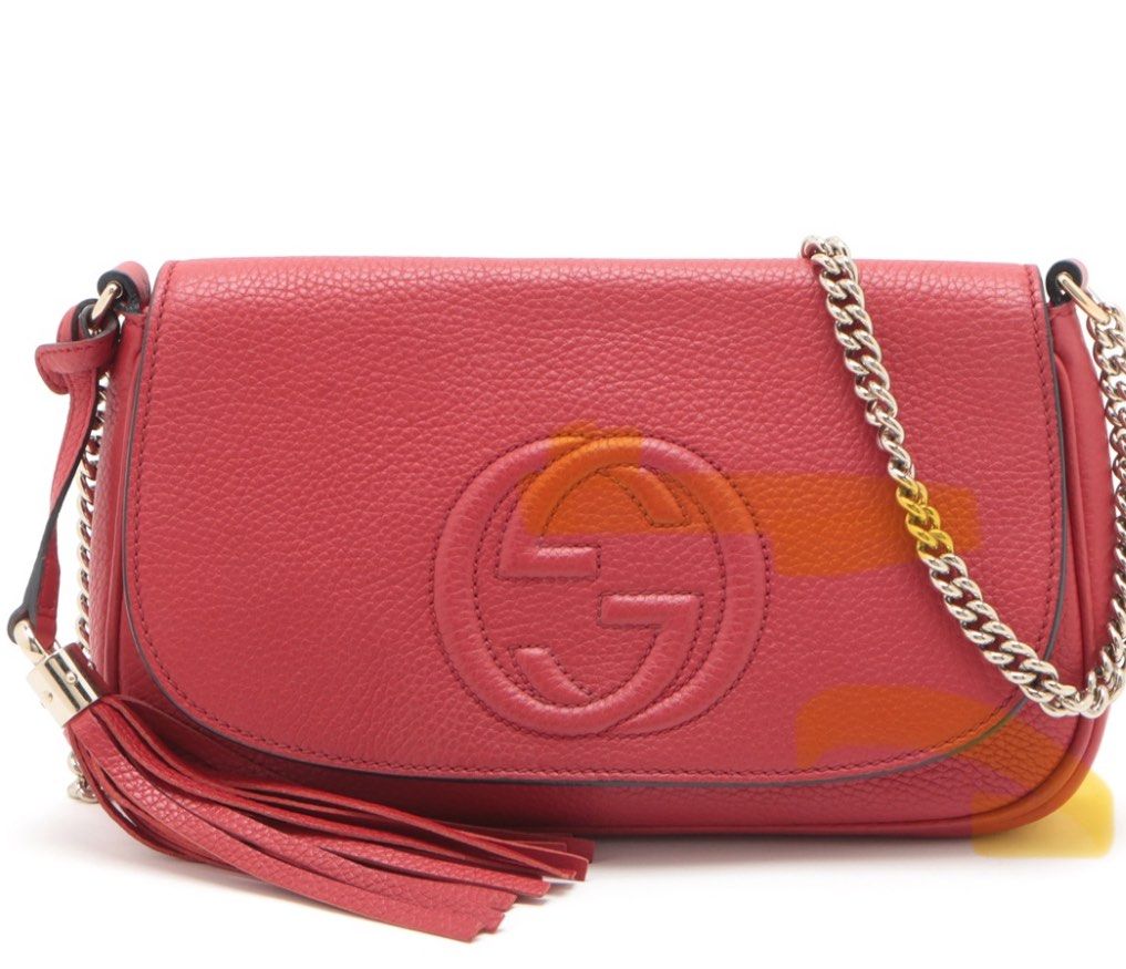 Gucci Soho Leather Chain Shoulder Bag Red 336752 Luxury Bags Wallets on Carousell
