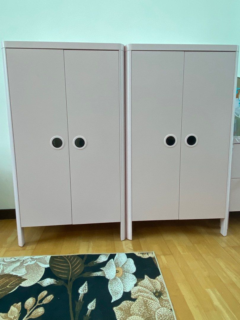 ikea-busunge-wardrobe-pink-furniture-home-living-furniture-shelves