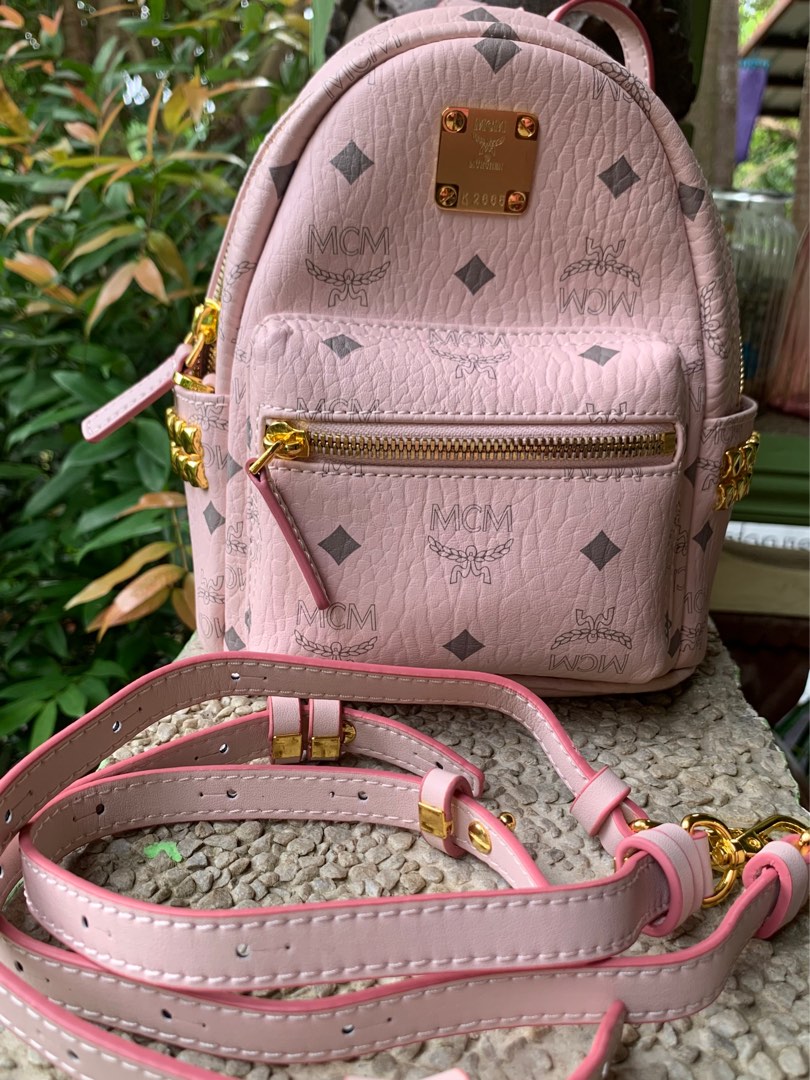 Pink mini mcm backpack best sale
